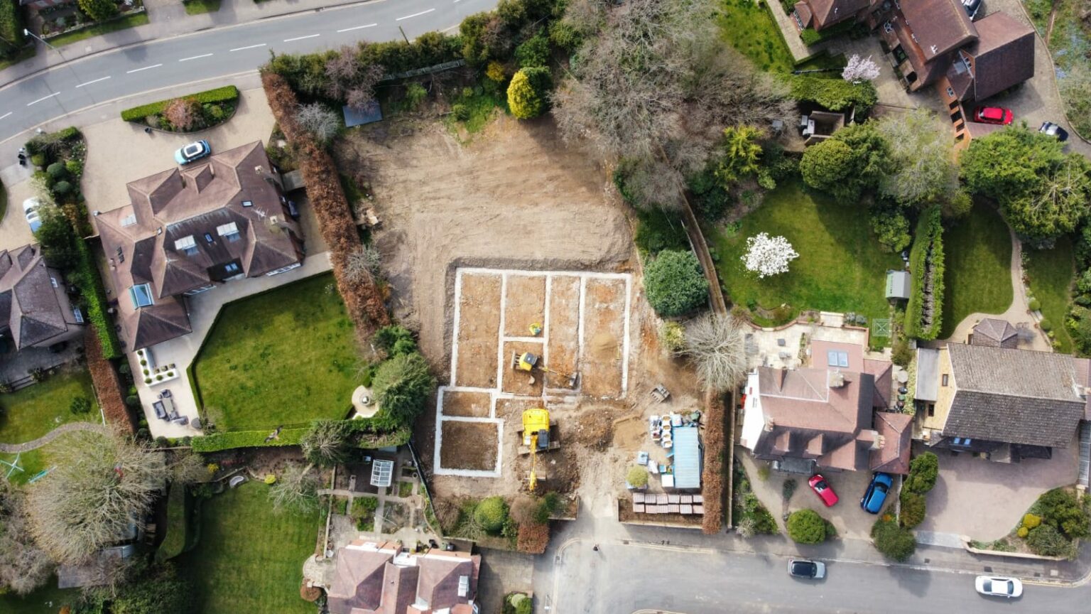 Private residence, Harpenden construction birds eye view